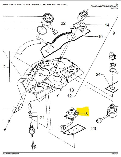 AGCO (OEM) 4265375M95 Combi Switch for Massey Ferguson GC2300 2310 Tractors SN(001-JNA25201)