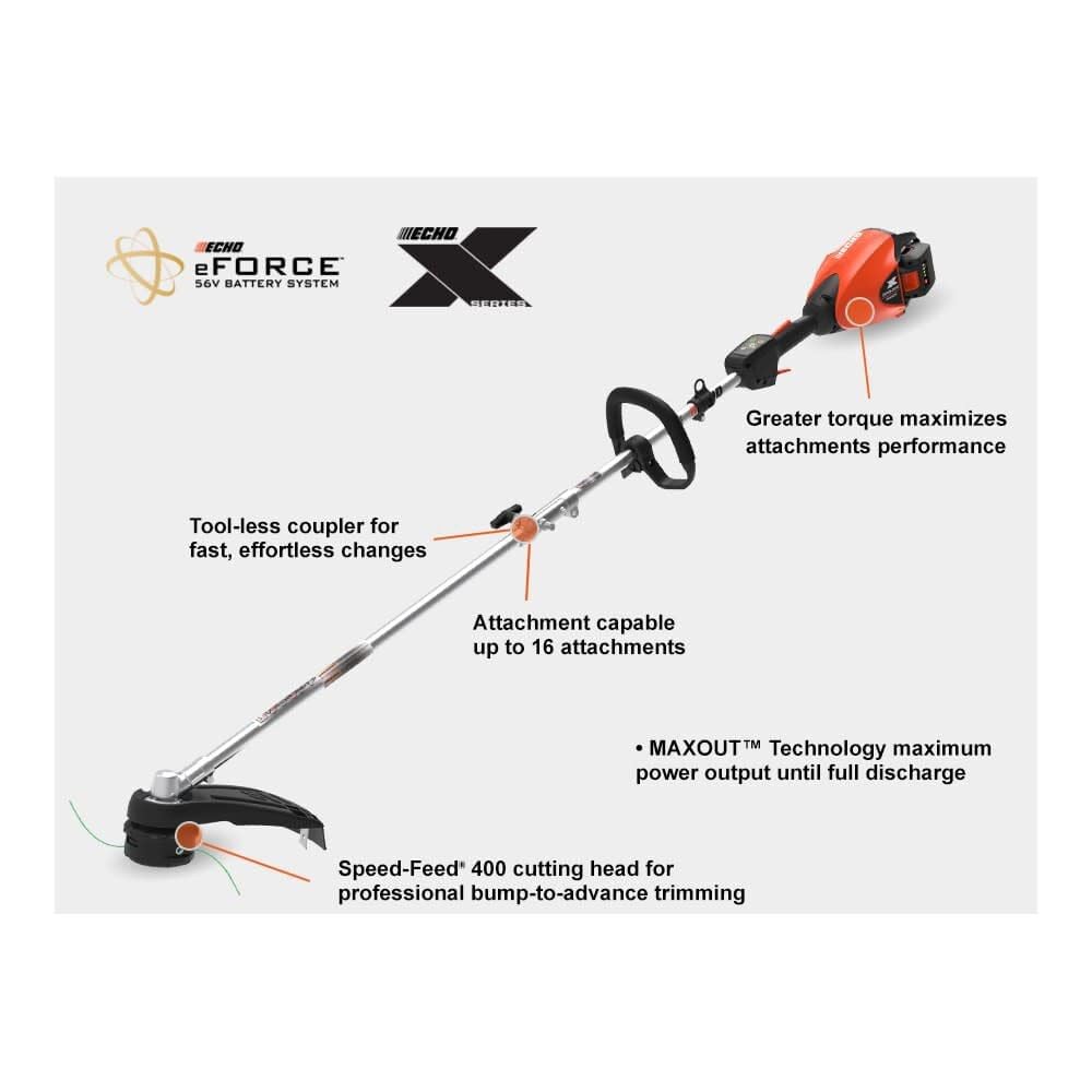 ECHO DPAS-2600SBR2 eFORCE 56V X Series Brushless Cordless Battery Pro Attachment Series String Trimmer with 5.0Ah Battery and Rapid Charger