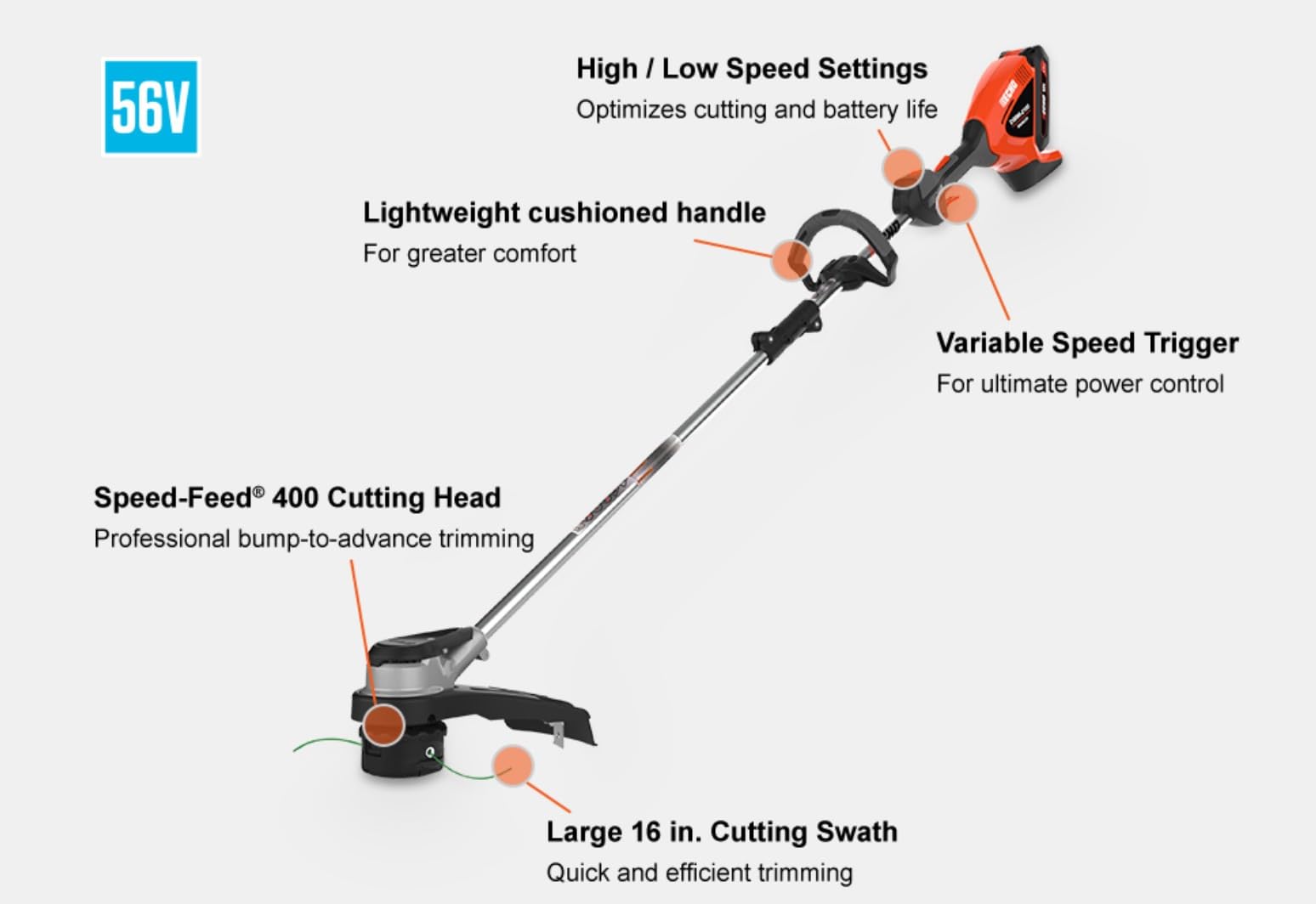 Echo (DSRM-2100C1) 56V Straight Shaft Trimmer with Charger and 1-2.5Ah Battery Combo Kit