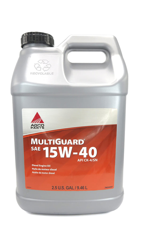 AGCO MultiGuard SAE 15W-40 API CK-4 Diesel Engine Oil 2.5 Gallon, 79034597