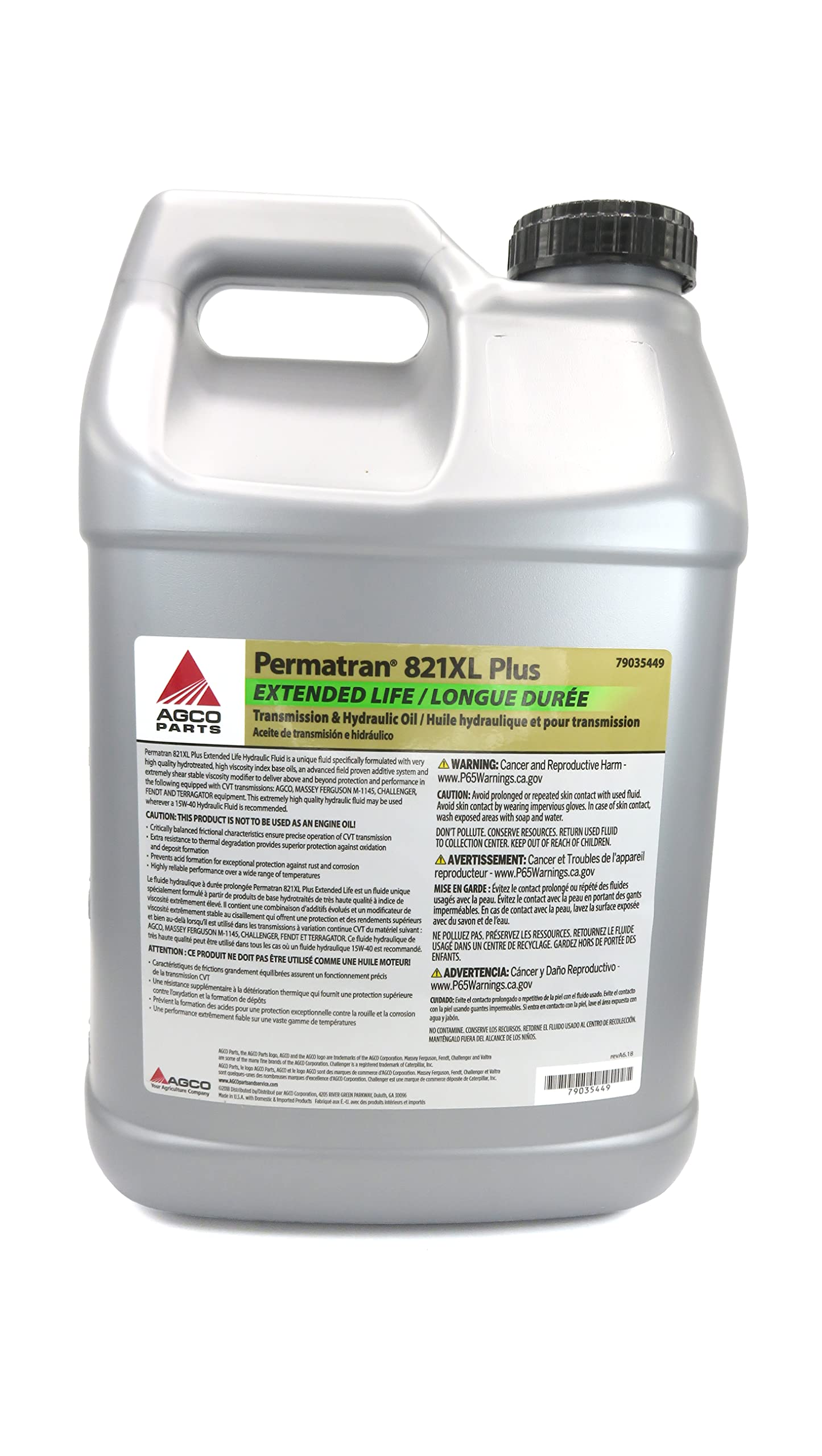 AGCO Permatran 821 XL Plus Extended Life 15W-40 Transmission & Hydraulic Oil 2.5 Gal 79035449