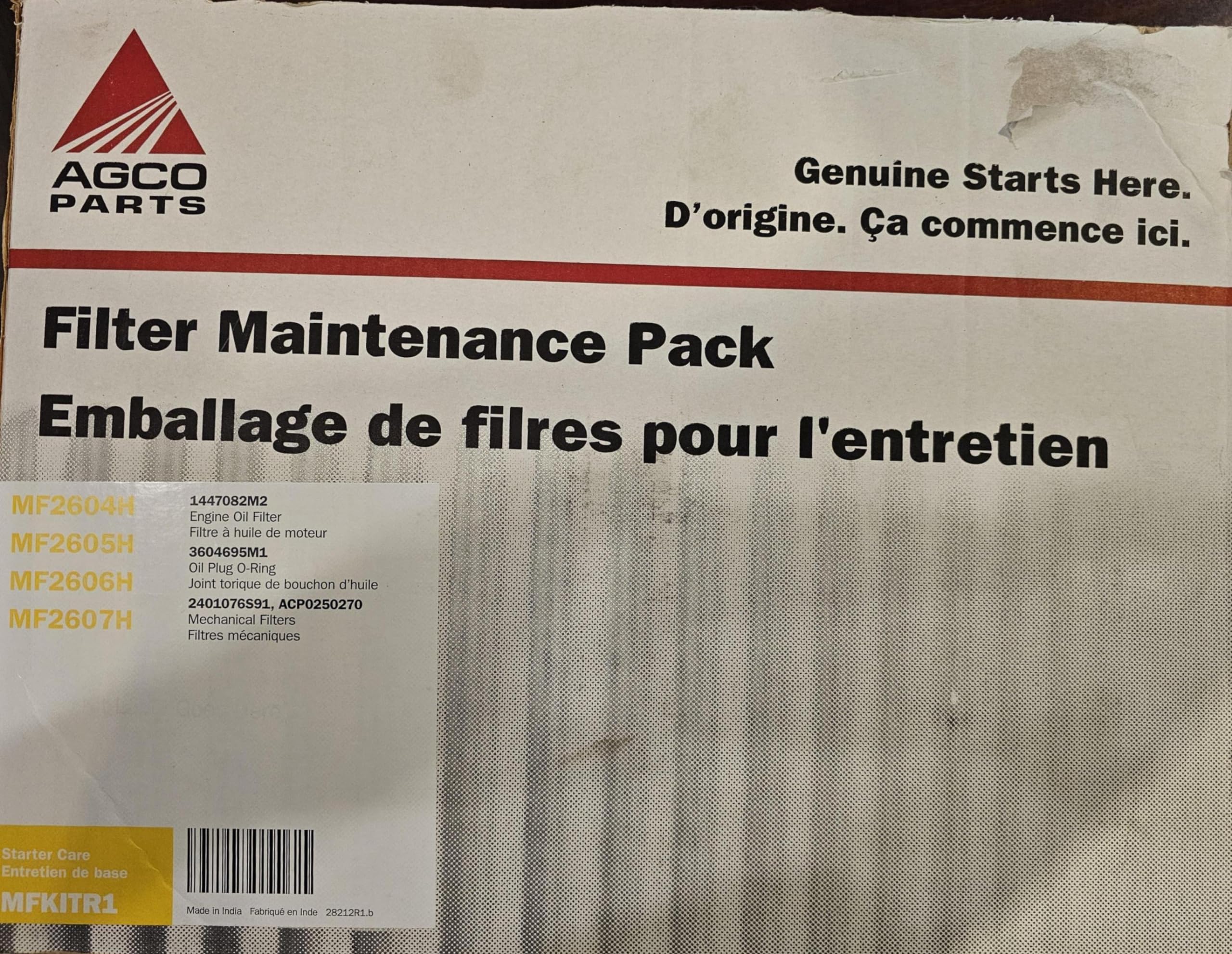 AGCO (OEM) MFKITR1 Filter Kit for Massey Ferguson 2604H 2605H 2606H 2607H Tractors